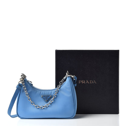 Prada Tessuto Nylon Saffiano Mini Re-Edition 2000 Shoulder Bag Pervinca 8 of 8