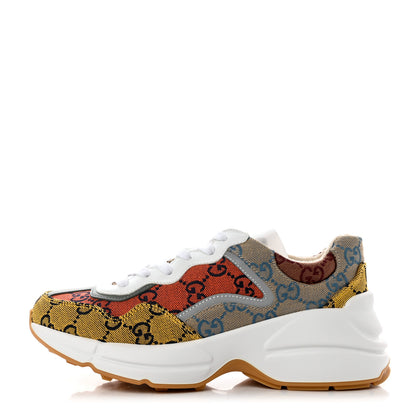 Gucci Monogram Multicolor Demetra Womens Rhyton Sneakers 36 Yellow Blue Great White Tabasco 1 of 8