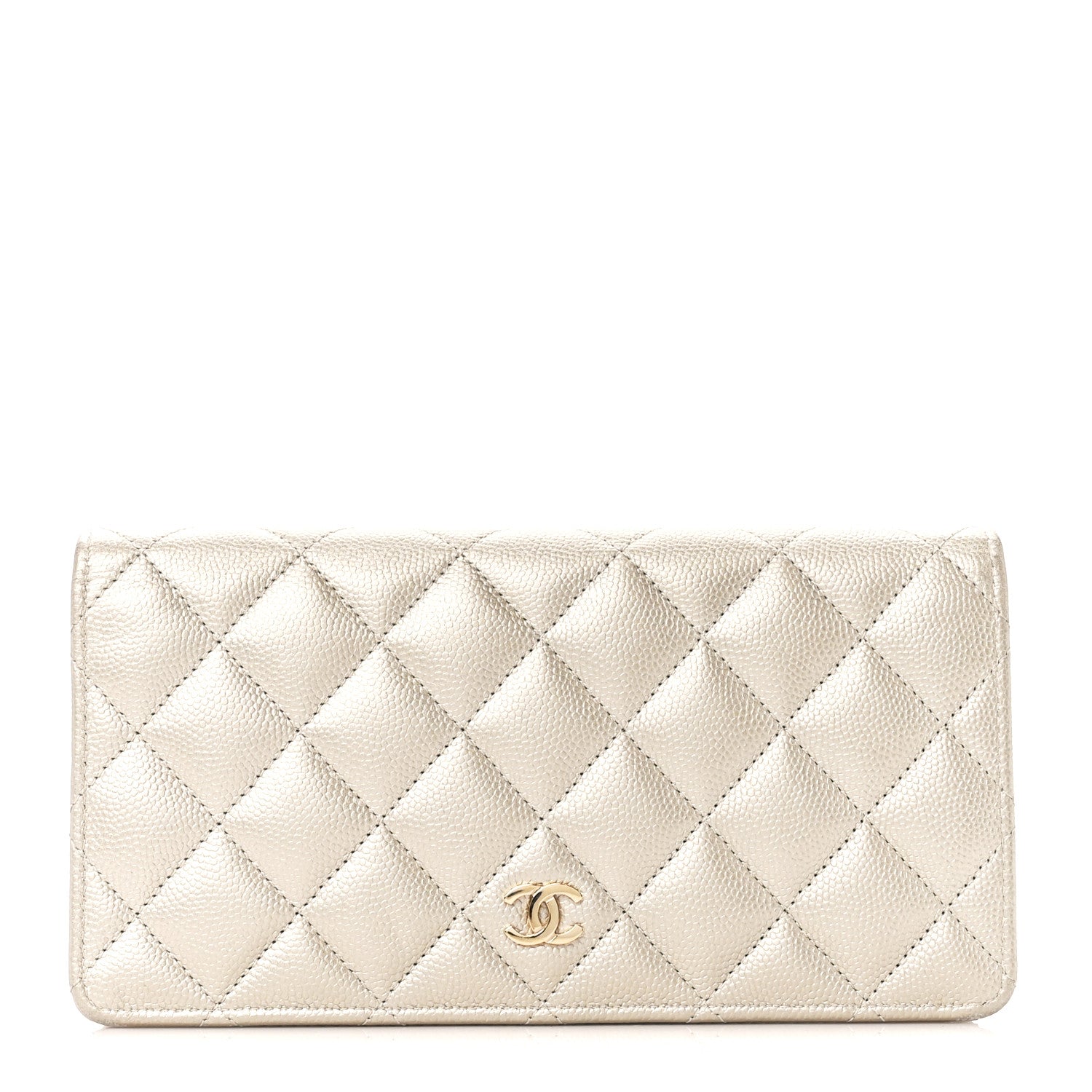 Chanel Metallic Caviar Quilted Yen Wallet Gold 1 of 15