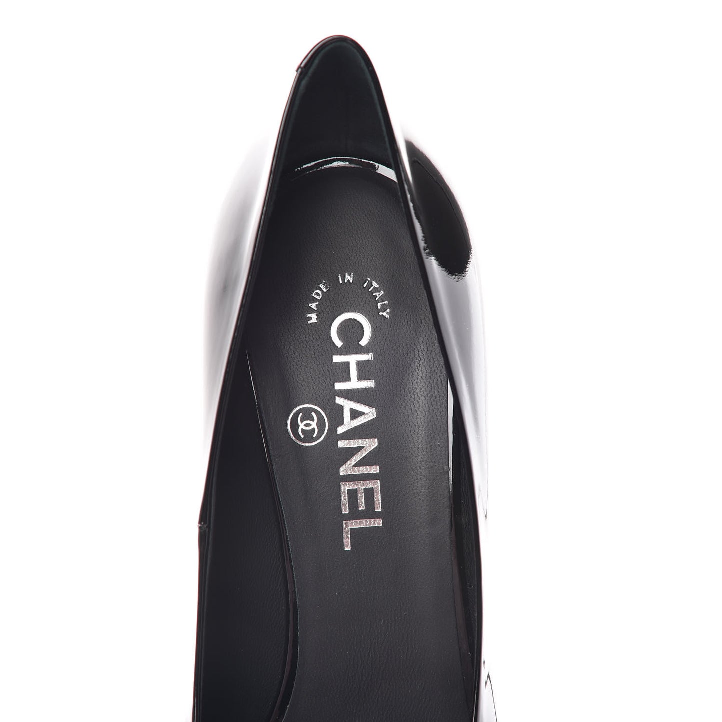 Patent Pearl Peep Toe CC Pumps 39 Black