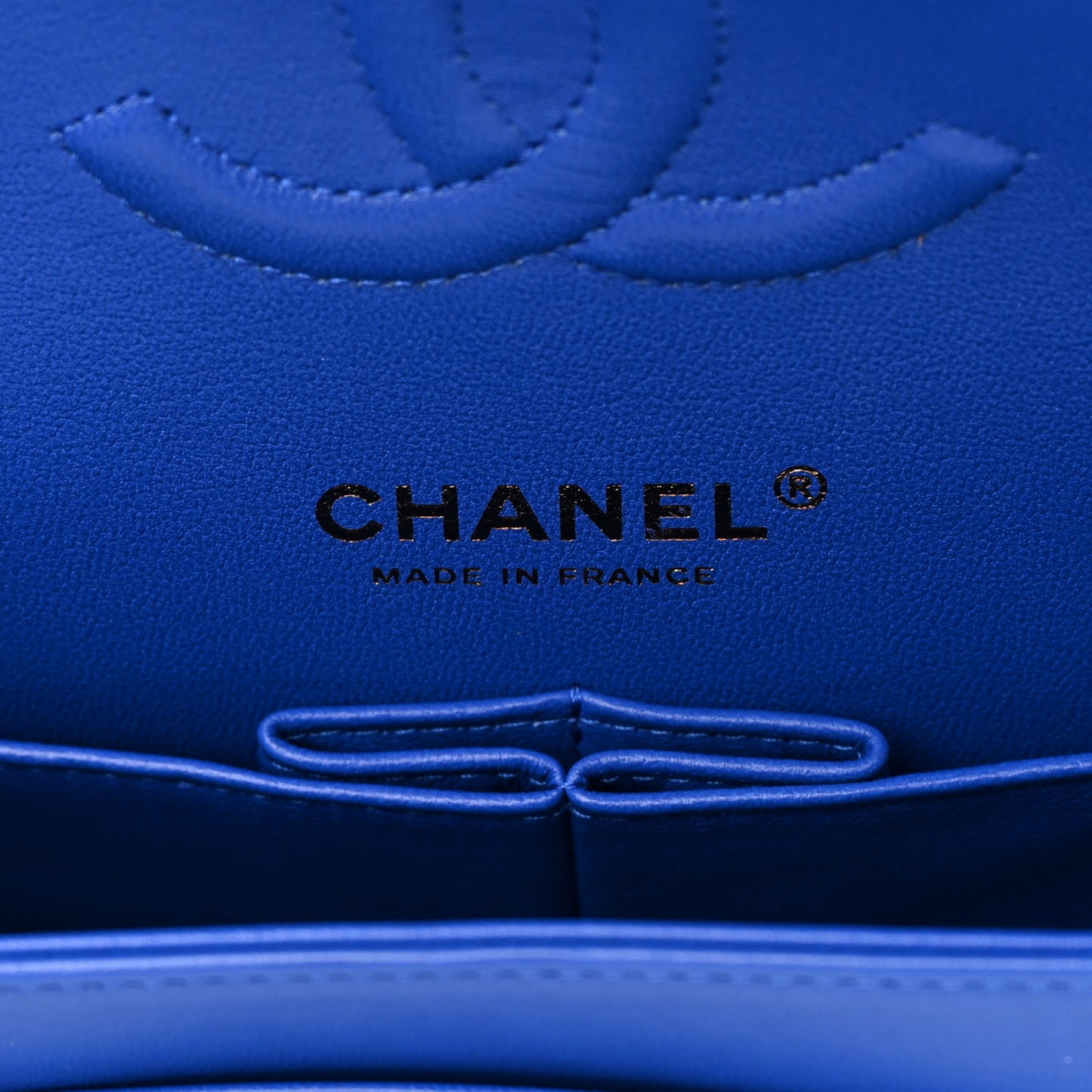 Lambskin Quilted Medium Double Flap Blue