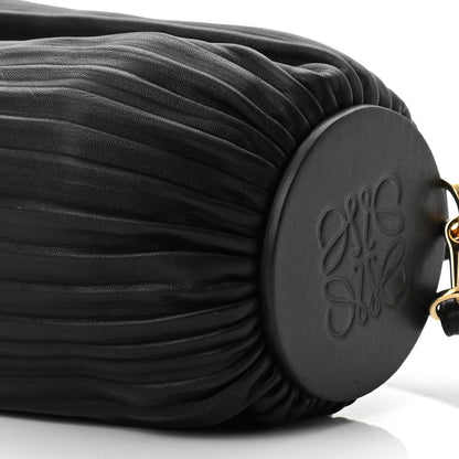 Loewe Lambskin Pleated Bracelet Pouch Shoulder Bag Black 10 of 10