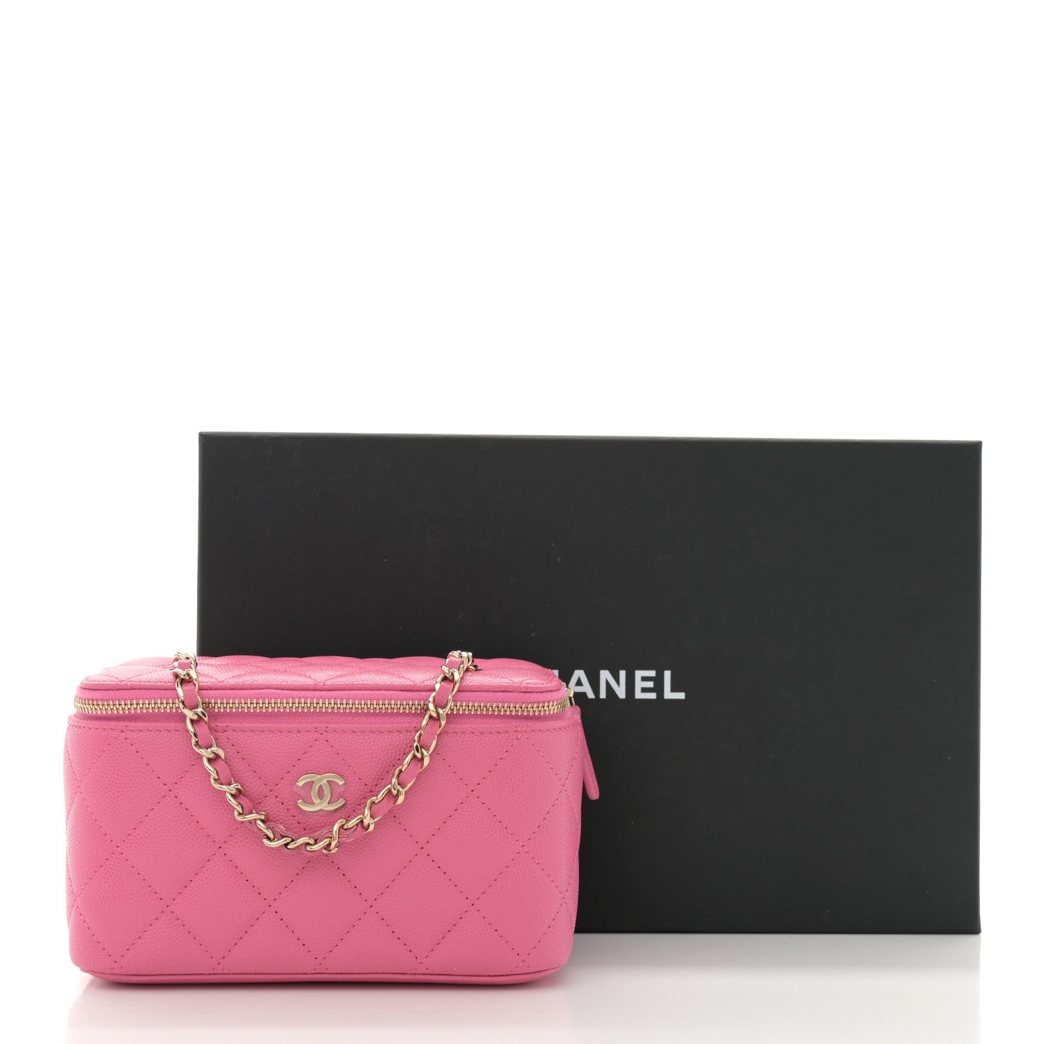 Chanel Caviar Quilted Small Vanity Case With Chain Pink 11 of 11