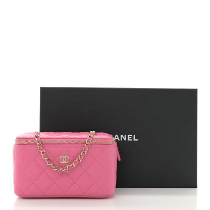 Chanel Caviar Quilted Small Vanity Case With Chain Pink 11 of 11