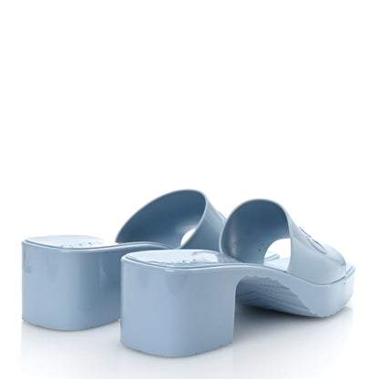 Gucci Rubber Gucci Logo Womens Platform 20/60mm Slide Sandals 38 Porcelain Light Blue 5 of 13