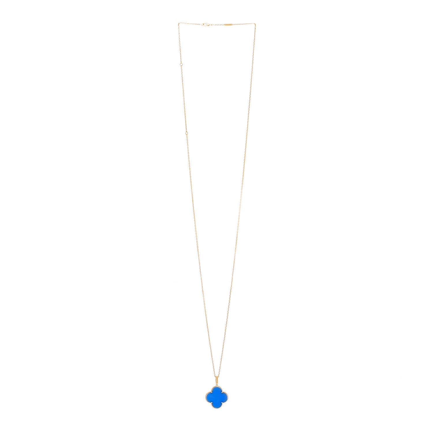 Van Cleef & Arpels 18K Yellow Gold Blue Agate Magic Alhambra Long Necklace 3 of 7