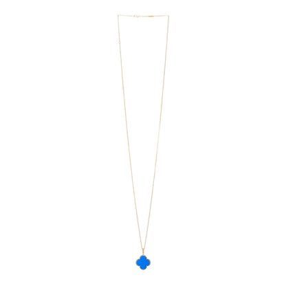 Van Cleef & Arpels 18K Yellow Gold Blue Agate Magic Alhambra Long Necklace 3 of 7