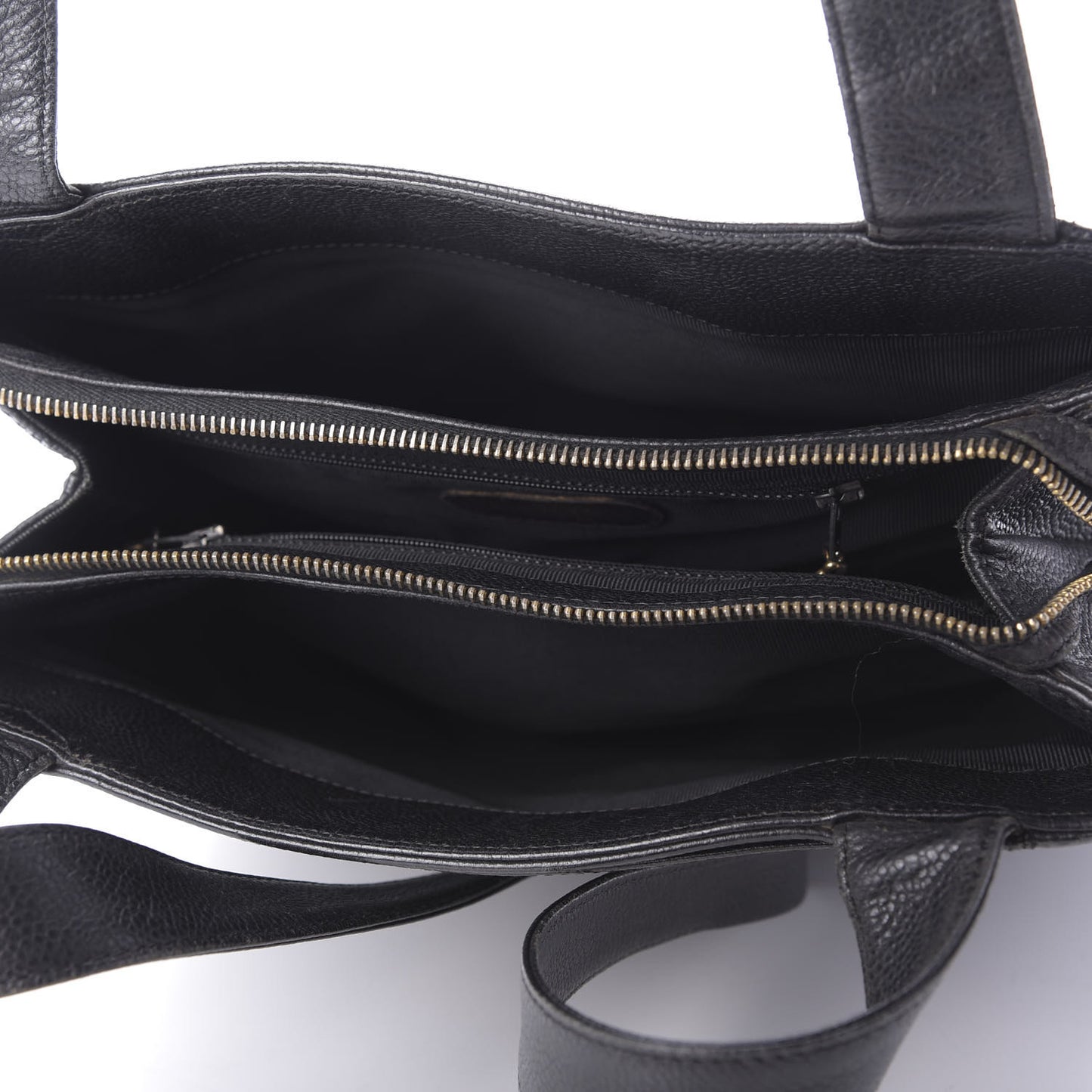Caviar Embroidered Logo Shoulder Bag Black
