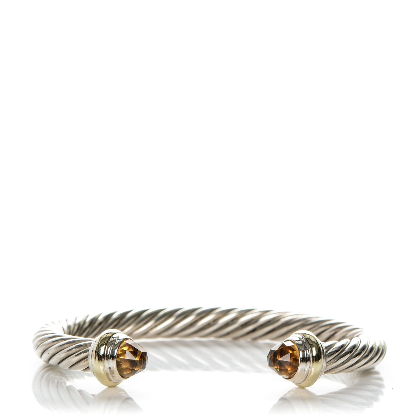 Sterling Silver 14K Yellow Gold Citrine 7mm Cable Classics Bracelet