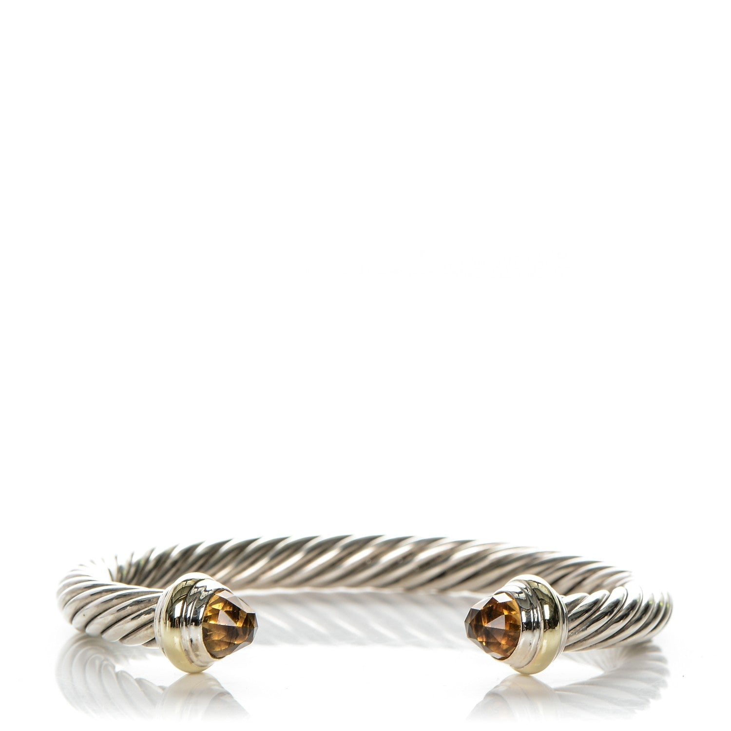 David Yurman Sterling Silver 14K Yellow Gold Citrine 7mm Cable Classics Bracelet 1 of 3