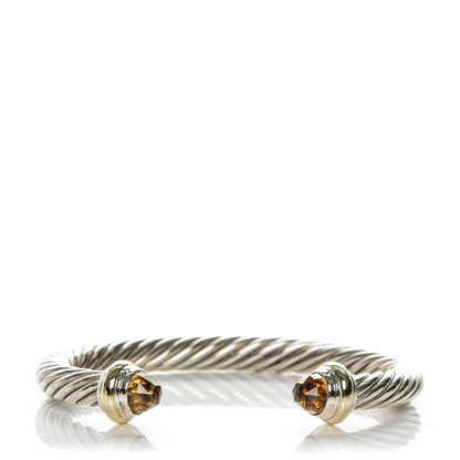David Yurman Sterling Silver 14K Yellow Gold Citrine 7mm Cable Classics Bracelet 1 of 3