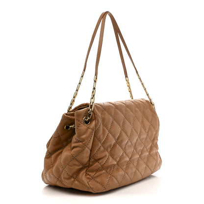 Chanel Calfskin Quilted Jumbo Retro Chain Accordion Flap Dark Beige 3 of 15