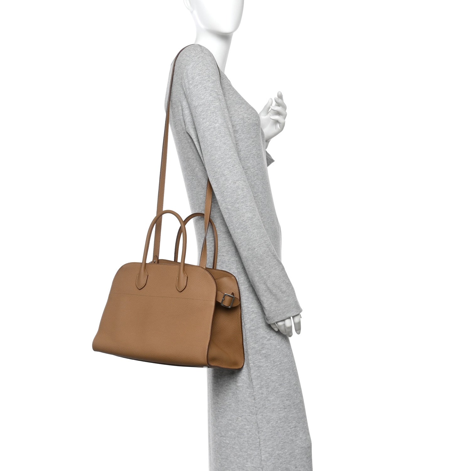 The Row Matte Grained Calfskin Soft Margaux 12 Sandpit 2 of 9