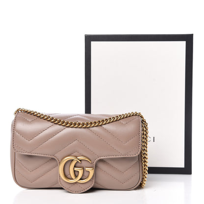Gucci Calfskin Matelasse Super Mini GG Marmont Shoulder Bag Porcelain Rose 10 of 10