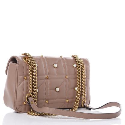 Gucci Calfskin Matelasse Studded Mini Pearly GG Marmont Shoulder Bag Porcelain Rose 3 of 10