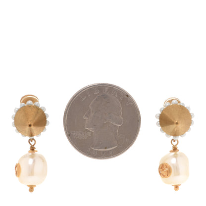 Gucci Metal Pearl Interlocking G Drop Earrings Aged Gold 2 of 4