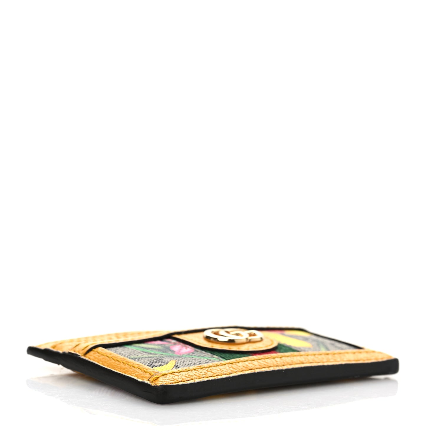 GG Supreme Monogram Flora Web Ophidia Card Holder Beige Multicolor Crop