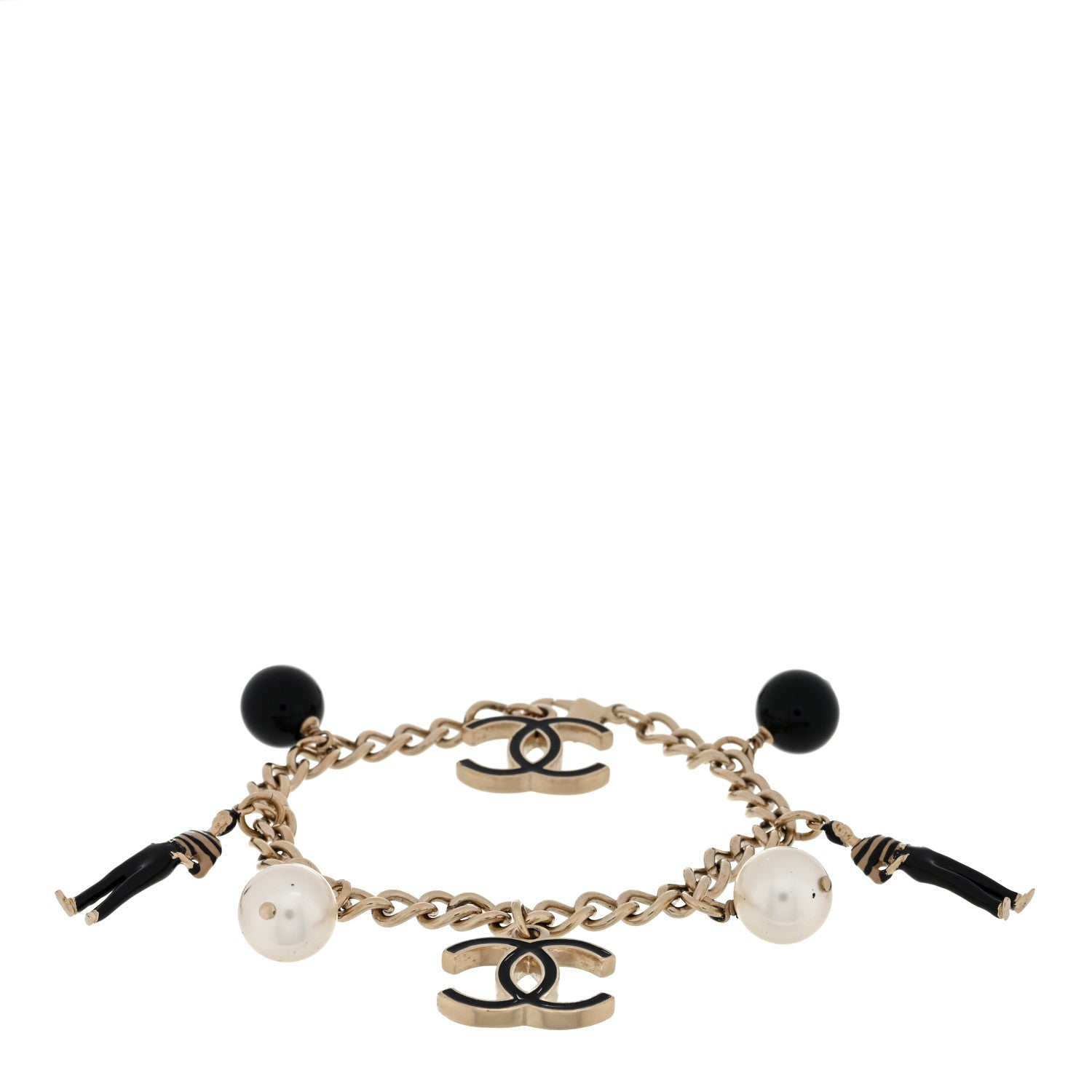 Chanel Pearl CC Charm Bracelet Black Gold 1 of 3