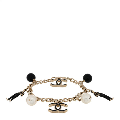 Chanel Pearl CC Charm Bracelet Black Gold 1 of 3