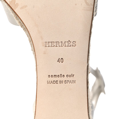 Hermes Goatskin Elda Espadrille Wedge Sandals 40 White 8 of 9