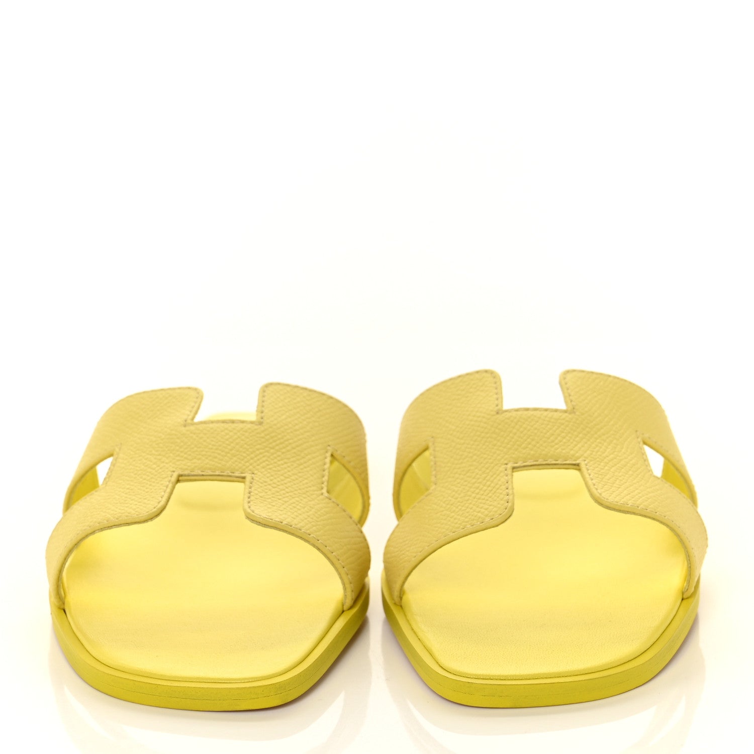 Hermes Epsom Oran Sandals 37.5 Jaune Pollen 2 of 9