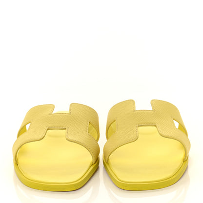 Hermes Epsom Oran Sandals 37.5 Jaune Pollen 2 of 9