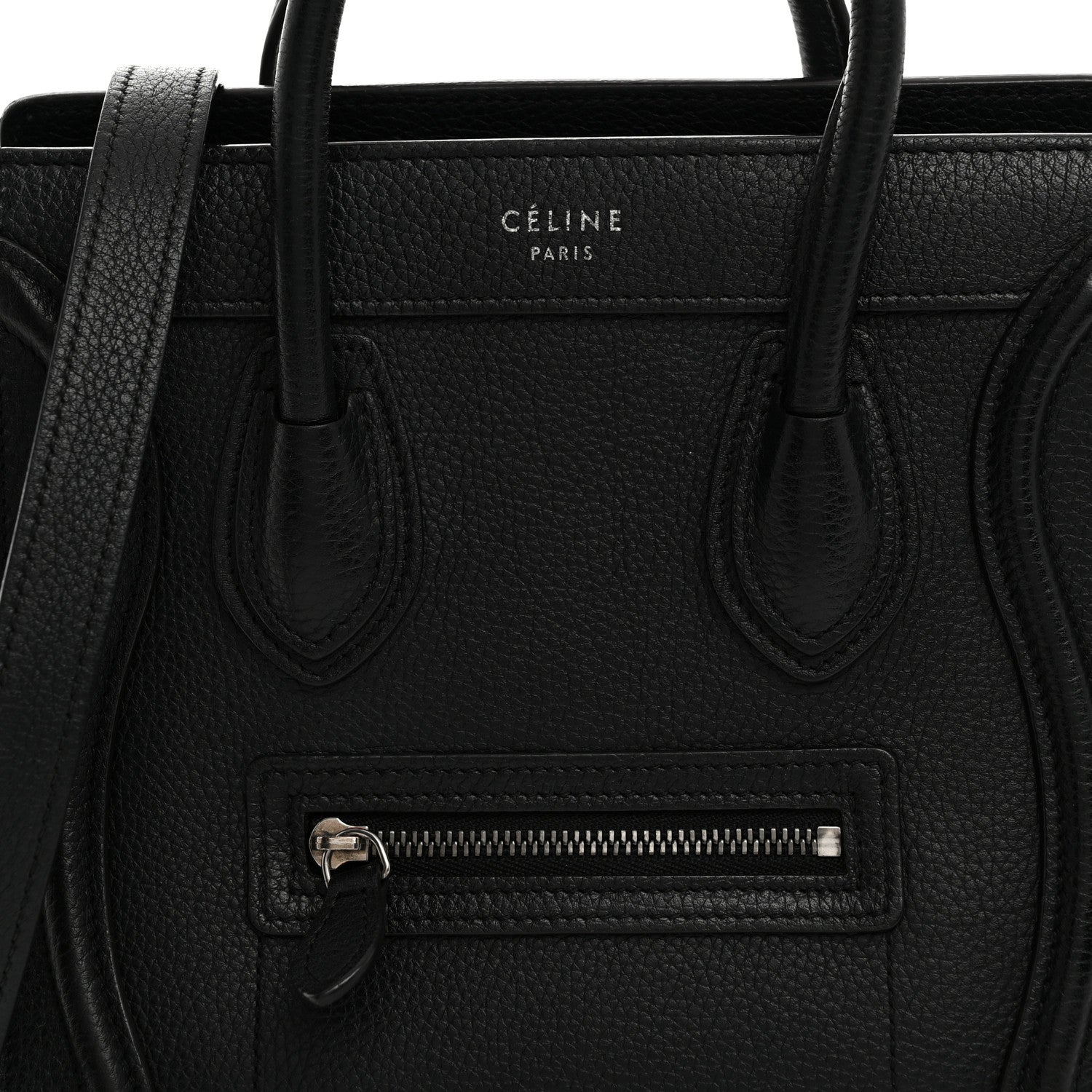 Celine Drummed Calfskin Nano Luggage Black 9 of 12