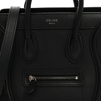 Celine Drummed Calfskin Nano Luggage Black 9 of 12
