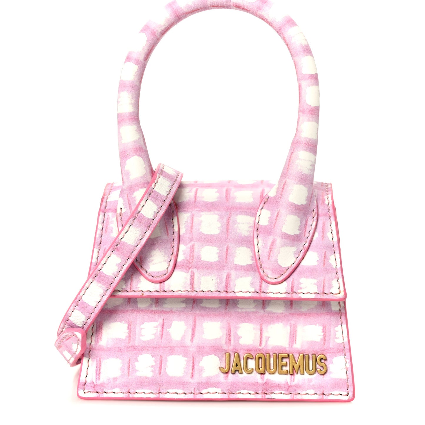 Smooth Calfskin Check Printed Le Chiquito Pink White