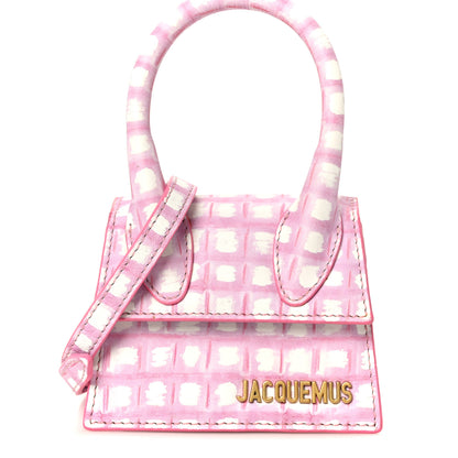Jacquemus Smooth Calfskin Check Printed Le Chiquito Pink White 7 of 9