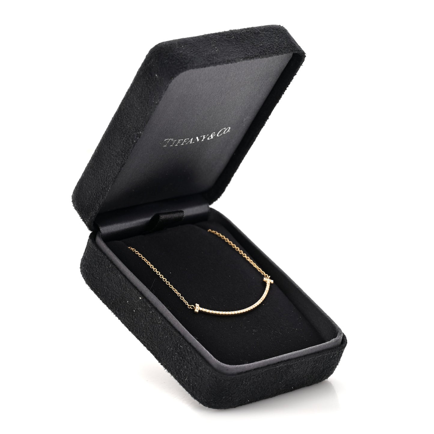 18K Yellow Gold Diamond Small T Smile Pendant Necklace