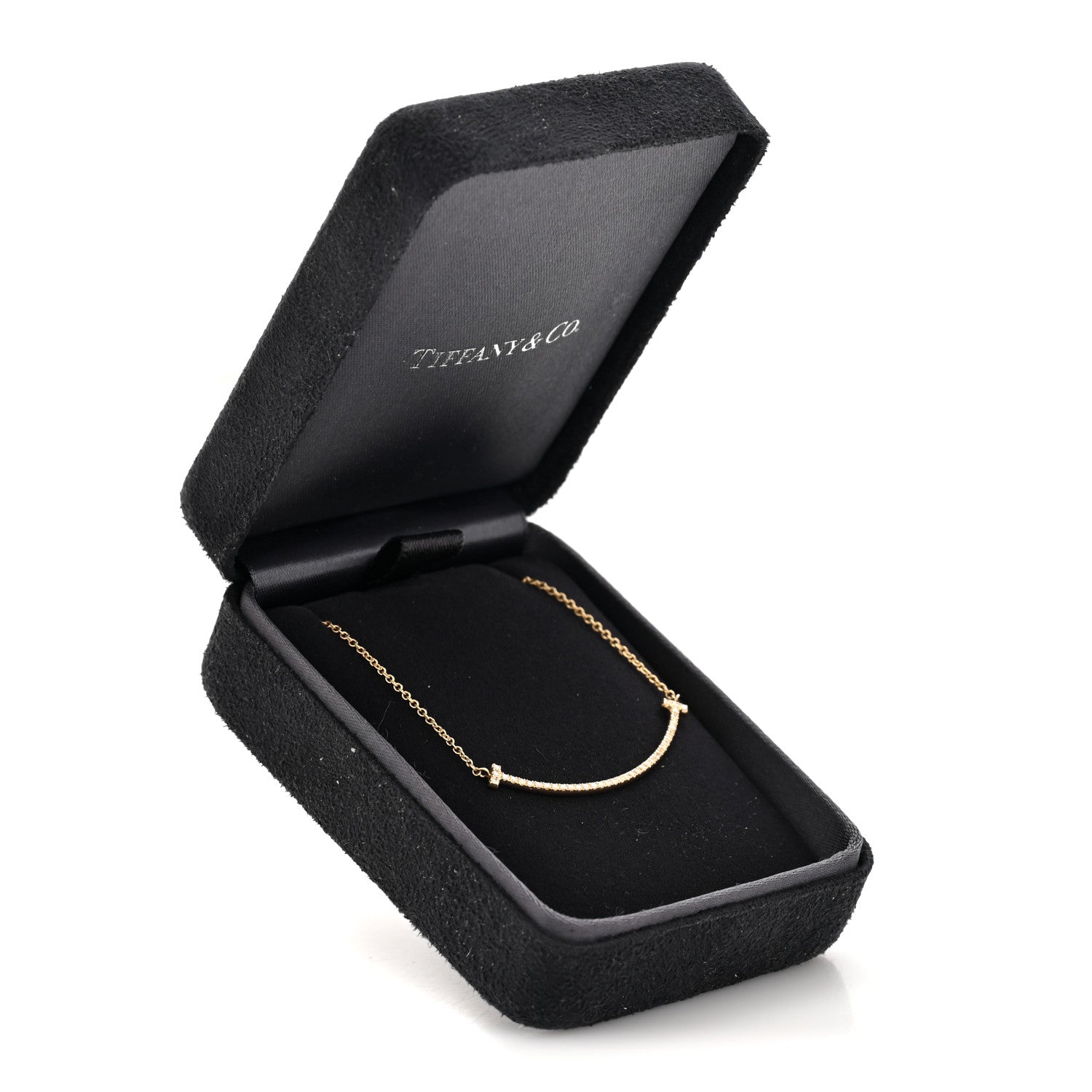 Tiffany 18K Yellow Gold Diamond Small T Smile Pendant Necklace 7 of 7