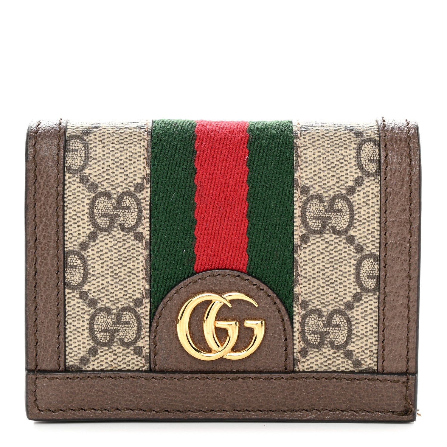 Gucci GG Supreme Monogram Web Ophidia Card Case Beige New Acero 1 of 9