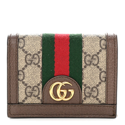 Gucci GG Supreme Monogram Web Ophidia Card Case Beige New Acero 1 of 9