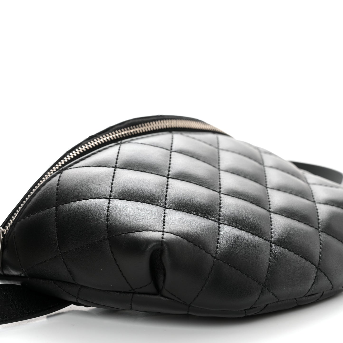 Calfskin Quilted Waist Belt Bag Black