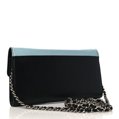 Chanel Lambskin Airlines Wallet On Chain WOC Blue Black Red 3 of 15