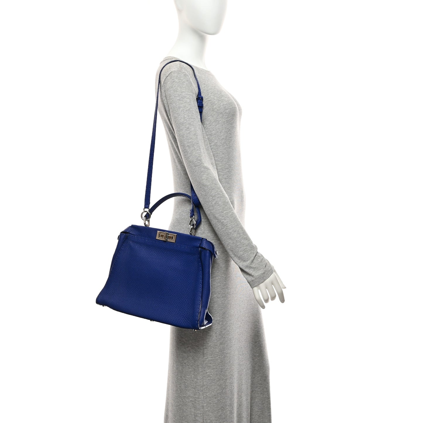 Cuoio Romano Selleria Bi-Color Medium Peekaboo Iconic Satchel Blue Neon Latte