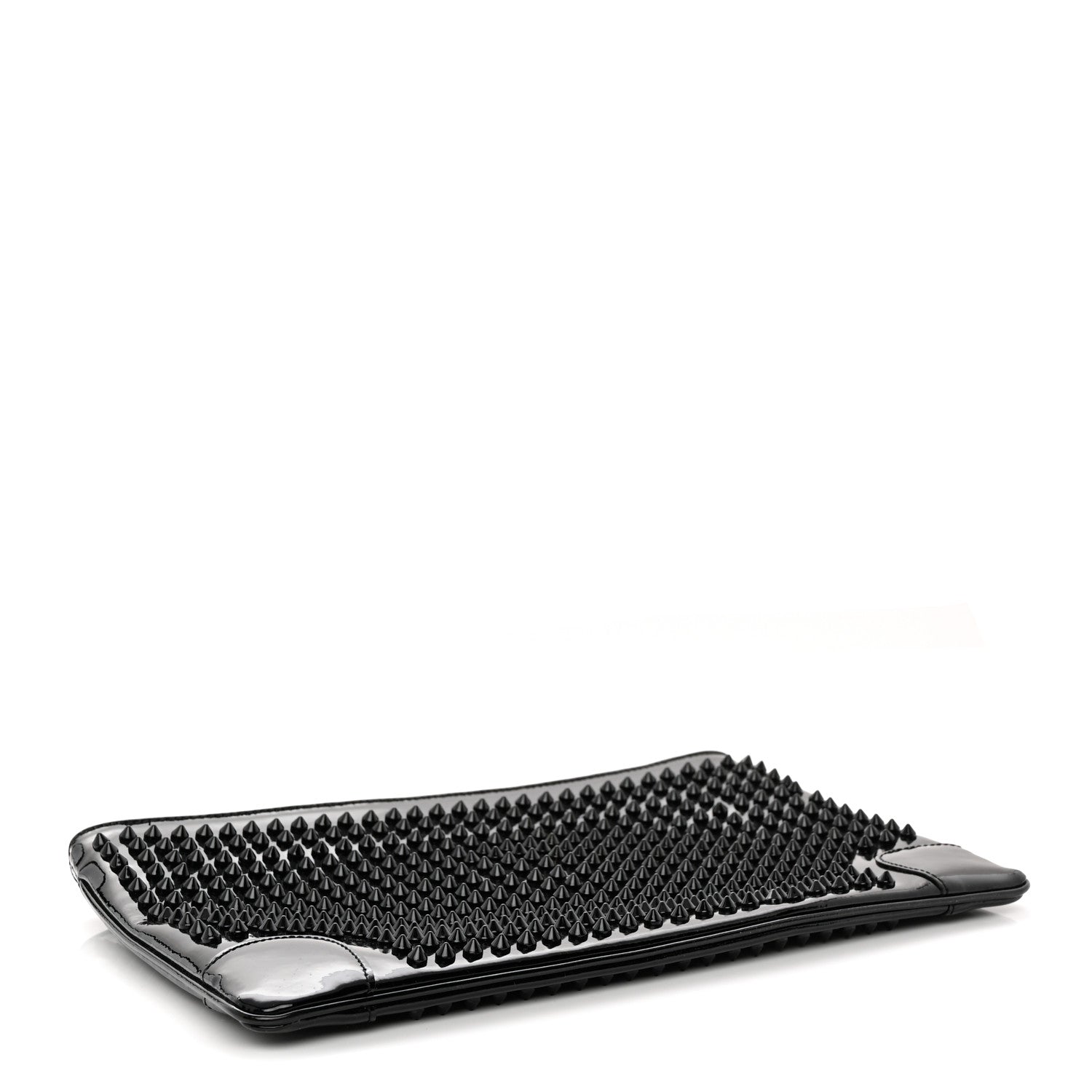 Christian Louboutin Patent Calfskin Studded Loubiposh Chain Clutch Black 4 of 7
