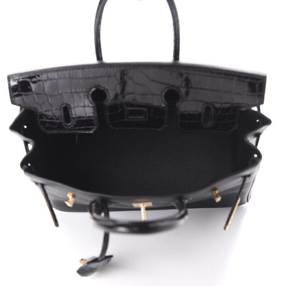 Hermes Taurillon Novillo Shiny Niloticus Crocodile Birkin Touch 25 Black 15 of 37