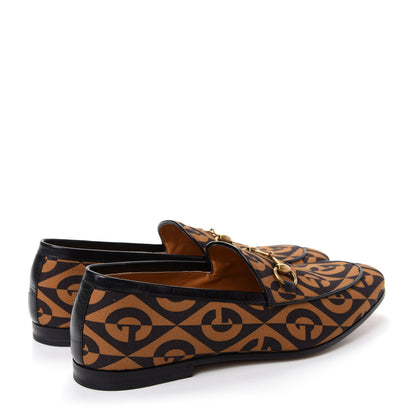Gucci Canvas Rhombus Horsebit Mens Jordaan Loafers 9.5 Camel Brown Black 4 of 11