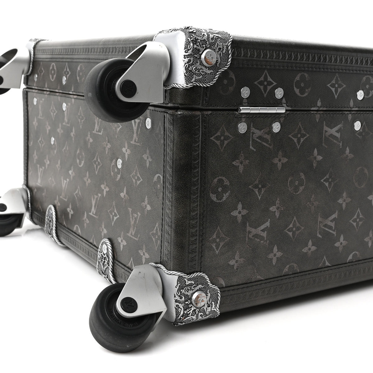 Louis Vuitton Brushed Monogram Rolling Trunk Black 8 of 8