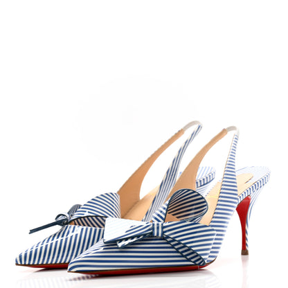 Christian Louboutin Patent Stripes Clare Nodo 80 Pumps 37.5 Jeans White 3 of 11