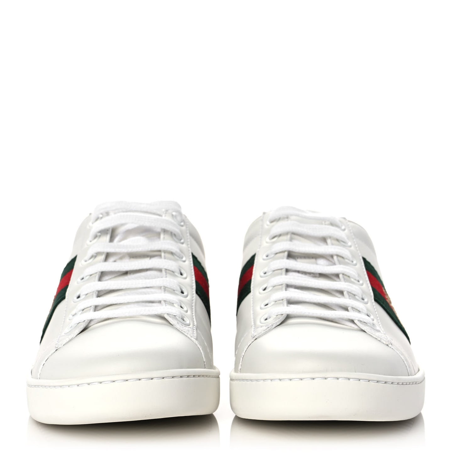 Calfskin Ayers Bee Embroidered Womens Ace Sneakers 38.5 White Green