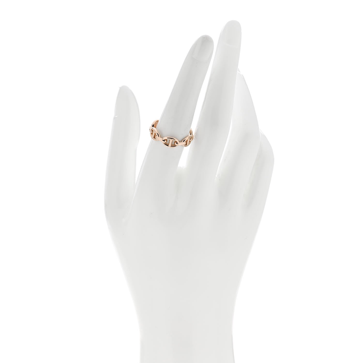 Hermes 18K Rose Gold PM Chaine d'Ancre Enchainee Ring 55 7.25 2 of 9