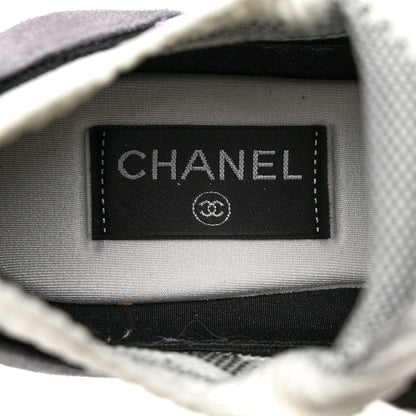 Chanel Mesh Suede Fabric Womens CC Sneakers 39 White Black Purple Dark Purple 7 of 9