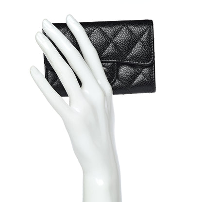 Chanel Caviar Quilted Flap Card Holder Wallet Black 2 of 9