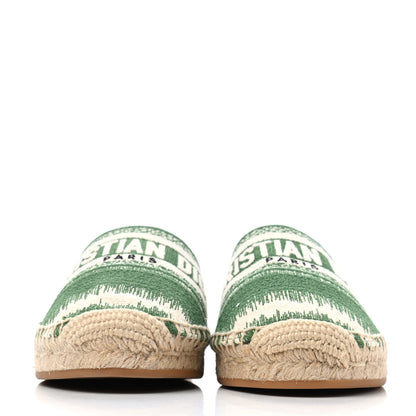 Christian Dior Canvas D-Stripes Embroidered Granville Espadrille 15mm Slippers 35 Fern 2 of 4