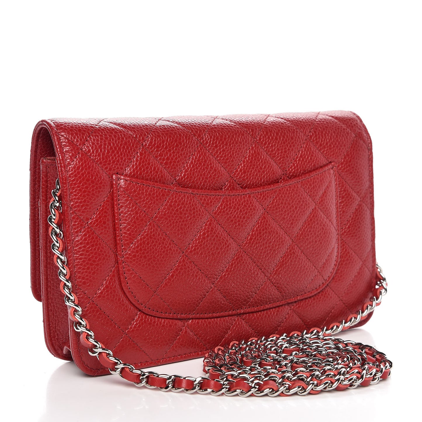Caviar Quilted Wallet on Chain WOC Red