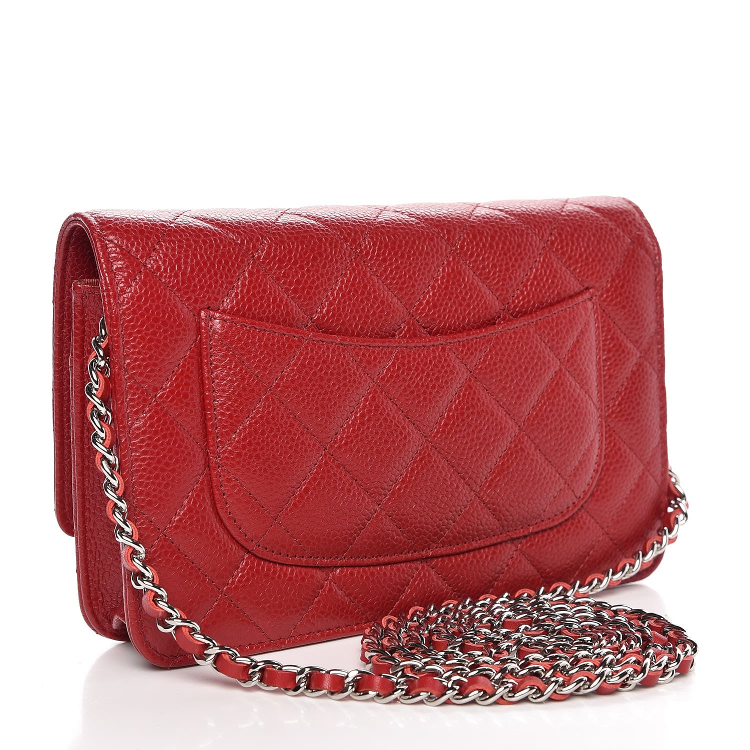 Chanel Caviar Quilted Wallet on Chain WOC Red 3 of 9