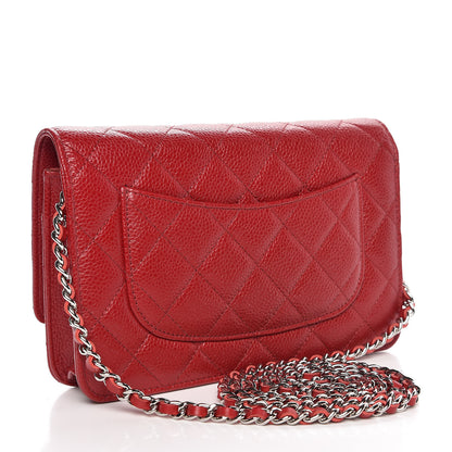 Chanel Caviar Quilted Wallet on Chain WOC Red 3 of 9